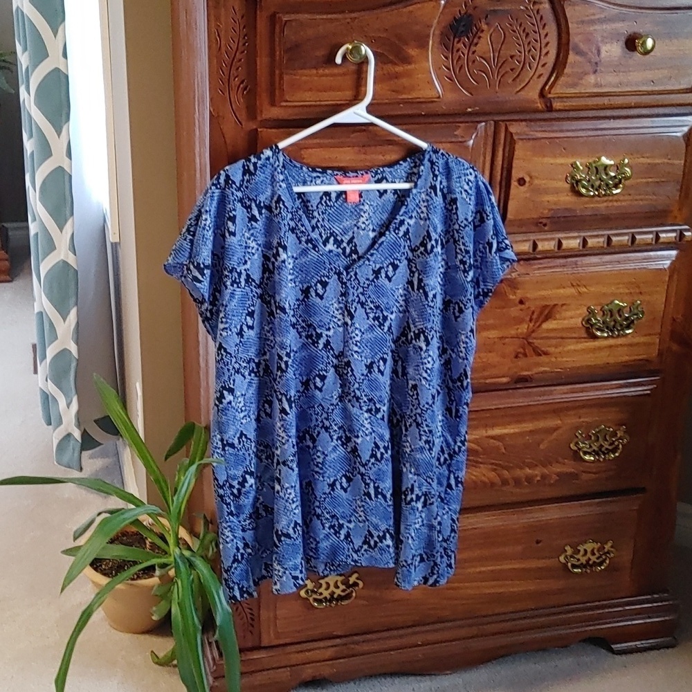 💚Women's Joe Fresh Snakeskin Print Short Sleeve Blouse